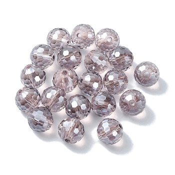 AB Color Plated Glass Beads, Faceted Round, Rosy Brown, 10x9mm, Hole: 1.5mm