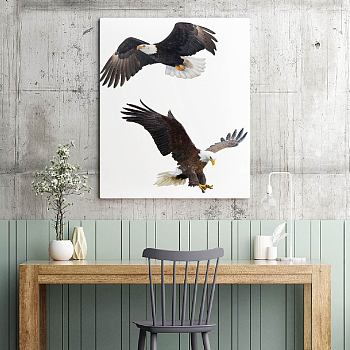 Translucent PVC Self Adhesive Wall Stickers, Waterproof Building Decals for Home Living Room Bedroom Wall Decoration, Eagle, 880x390mm, 2 sheets/set