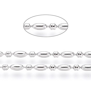 304 Stainless Steel Ball Chains, Stainless Steel Color, Oval: 4x2mm, Ball: 2x2mm