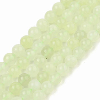 Natural New Jade Stone Round Bead Strands, 8mm, Hole: 1mm, about 47pcs/strand, 15.0 inch