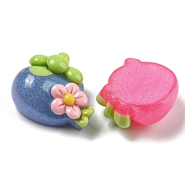 Flower Fruit Opaque Resin Decoden Cabochons with Glitter Powder(RESI-G099-04)-2