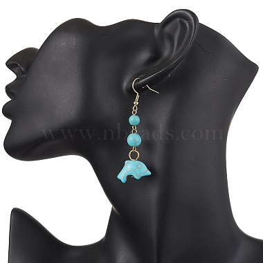 Boucles d'oreilles turquoise synthétiques(EJEW-JE05849-04)-3