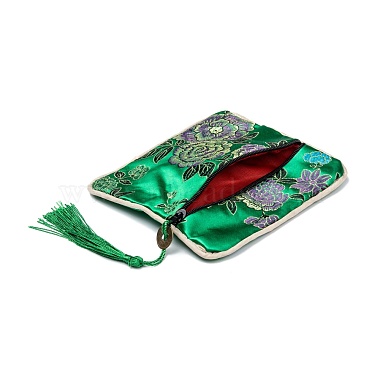 Chinese Brocade Tassel Zipper Jewelry Bag Gift Pouch(ABAG-F005-03)-3