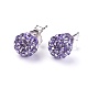 Sexy Valentines Day Gifts for Her 925 Sterling Silver Austrian Crystal Rhinestone Ball Stud Earrings(Q286J221)-1