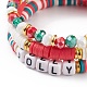 3 pièces 3 bracelets extensibles en argile polymère de style surfeur heishi sertis de mots jolly perles acryliques(BJEW-TA00129)-5