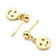 Rack Plating Brass Smiling Face Dangle Stud Earrings(KK-C026-03G)-2
