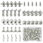 40Pcs 8 Styles Tibetan Style Alloy Pendants, Sports Theme, Antique Silver, 18.2~23x6~20.7x2.5~4mm, Hole: 1.4~4mm, 5pcs/style(FIND-YW0005-67)