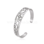 Witch Knot Hollow Out 304 Stainless Steel Cuff Bangles for Women, Stainless Steel Color, 6-1/4x5/8 inch(16x1.47cm)(FS-WG44EC4-01)