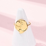 Adjustable 304 Stainless Steel Cuff Open Rings, Real 18K Gold Plated, Sun, Inner Diameter: 18mm(RJEW-C151-01B-G)