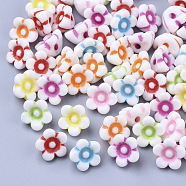 Acrylic Beads, Craft Beads, Flower, Mixed Color, 10x10x6.5mm, Hole: 1.8mm(X-MACR-S296-98)