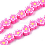 Handmade Polymer Clay Bead Strands, Flower, Yellow, 7.5~10x7~11x3.5~5mm, Hole: 1.6mm, about 38~40pcs/strand, 13.58 inch~14.57 inch(34.5~37cm)(CLAY-N011-48A-07)