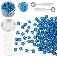 CRASPIRE Sealing Wax Particles Kits for Retro Seal Stamp, with Stainless Steel Spoon, Candle, Plastic Empty Containers, Cornflower Blue, 9mm, 200pcs(DIY-CP0003-54C)
