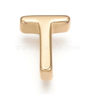 Brass Charms, Long-Lasting Plated, Real 18K Gold Plated, Letter.T, T: 8x6.5x3mm, Hole: 1.6mm(ZIRC-I037-01T-G)