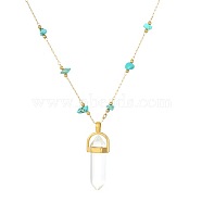 Natural Stone Pendant Necklaces, Stainless Steel Chain Necklaces(GB8427-1)