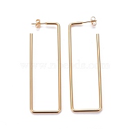 201 Stainless Steel Stud Earrings, with 304 Stainless Steel Pin, Hypoallergenic Earrings, Rectangle, Golden, 71x22x2mm, Pin: 0.8mm(X-EJEW-F205-06G-B)