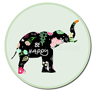 Rubber with Cloth Mouse Pad, Customization Mouse Pad, Flat Round, Elephant Pattern, 20x0.3cm(AJEW-WH0187-015)