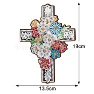 Religion Cross & Flower DIY Diamond Painting Pendant Decoration Kit, Including Resin Rhinestones Bag, Diamond Sticky Pen, Tray Plate and Glue Clay, White, 190x135mm(PW-WG78154-03)