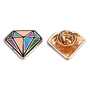 Diamond Shape Enamel Pin, Light Gold Plated Alloy Badge for Backpack Clothes, Nickel Free & Lead Free, Colorful, 20x24mm(JEWB-N007-228)