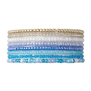 8Pcs 8 Color Glass Seed Beaded Stretch Bracelets Set for Women, Cornflower Blue, Inner Diameter: 2-1/8 inch(5.5cm)(BJEW-JB09661-02)