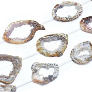 Natural Agate Beads Strands, Nuggets, 30~74x32~59x5~9mm, Hole: 1mm, about 5pcs/strand, 15.7 inch(40cm)(G-I213-16)