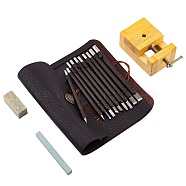Wood Chisels Knife Set, Tungsten Steel Wood Carving Tool, for Stone Seal Graver, with PU Leather Bag, Wooden Fixator, Rectangle Oilstone, Rectangle Praticing Stone, Mixed Color, PU Leather Bag: 20.7x27.5x0.1cm(TOOL-WH0018-70)