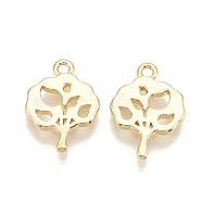 Brass Charms, Fan, Real 18K Gold Plated, 13.5x10x1mm, Hole: 1mm(KK-T020-93G)