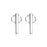 S925 Silver Stud Earrings, Simple Geometric Fashion Daily Wear, Silver, 36x9x2mm(KB6961)