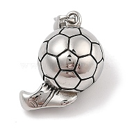 Anti-Tarnish 304 Stainless Steel Pendants, Football & Shoes Charm, Stainless Steel Color, 35x21x17mm, Hole: 3.5x8mm(STAS-G346-01P)