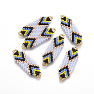 MIYUKI & TOHO Handmade Japanese Seed Beads Links, Loom Pattern, Colorful, 35~36.5x12.5x2mm, Hole: 2x3mm(SEED-A027-D14)