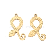 Ion Plating(IP) 304 Stainless Steel Pendants, Laser Cut, Snake Charm, Golden, 22x13x1mm, Hole: 1.5mm(STAS-Z078-27G)