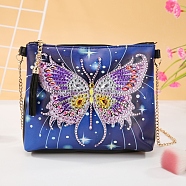 DIY Zipper Crossbody Bag Diamond Painting Kits, including PU Leather Bags, Resin Rhinestones, Diamond Sticky Pen, Tray Plate and Glue Clay, Rectangle, Butterfly Pattern, 150x180mm(DIAM-PW0001-100N)