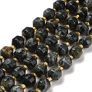 Natural Kambaba Jasper Beads Strands, with Seed Beads, Faceted Bicone Barrel Drum, 8x7.5mm, Hole: 1mm, about 37~38pcs/strand, 14.41''(36.6cm)(G-I338-04A)
