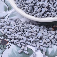 MIYUKI Half TILA Beads, Japanese Seed Beads, 2 Hole, (HTL498FR) Matte Opaque Cement Grey AB, 5x2.3x1.9mm, Hole: 0.8mm, about 250pcs/10g(X-SEED-J020-HTL0498FR)