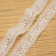 Lace Trim Nylon Ribbon for Jewelry Making, White, 3/4 inch(20mm), about 15yards/roll(13.716m/roll)(ORIB-F001-08)