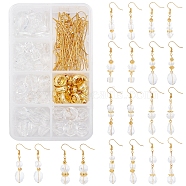 SUNNYCLUE 152Pcs Transparent Glass Beads, Teardrop & Geometry Glass Beads and Plastic Spacer Beads, Brass Earring Hooks & Pins, for DIY Glass Dangle Earrings Making Kits, Golden, 8x8x8mm, Hole: 1mm(DIY-SC0016-48)