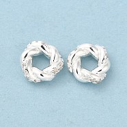 Brass Micro Pave Cubic Zirconia Spacer Beads, Twist Ring, Silver, 7.5x2.5mm, Hole: 3mm(KK-F855-05S)