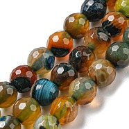 Natural Agate Beads Strands, Dyed & Heated, Round, Faceted, Colorful, 6mm, Hole: 1mm, about 62pcs/strand, 14.57 inch(37cm)(G-C082-A01-04)