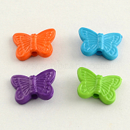 Opaque Acrylic Beads, Butterfly, Mixed Color, 11x14x4mm, Hole: 2mm, about 1900pcs/500g(SACR-Q099-M58)