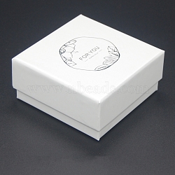 Kraft Paper Boxes, Jewerly Boxes, Square, Floral White, 7.5x7.5x3.5cm(PW-WG63BB2-06)