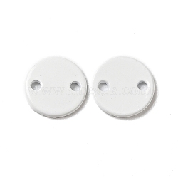 Spray Painted 201 Stainless Steel Connector Charms, Flat Round, White, 8x1mm, Hole: 1.2mm(STAS-G304-23E)