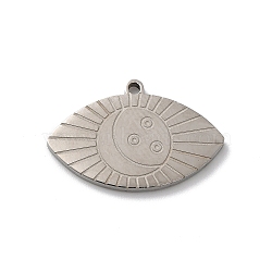Bohemian Style 304 Stainless Steel Pendant, Eye, Stainless Steel Color, 14x21x1mm, Hole: 1.2mm(STAS-M314-03F-P)