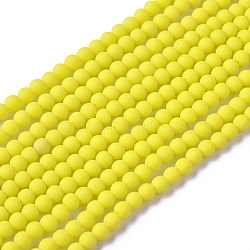 Frosted Opaque Glass Bead Strands, Round, Yellow, 2.5~3mm, Hole: 0.7mm, about 150pcs/strand, 15.35 inch(39cm)(FGLA-G002-A06)