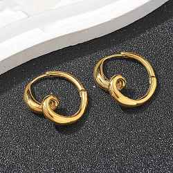 304 Stainless Steel Stud Earrings, Irregular Distortion, Real 18K Gold Plated, 21x23mm(EJEW-M069-03G)