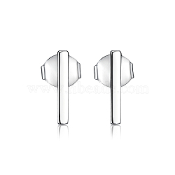 S925 Silver Stud Earrings, Simple Geometric Fashion Daily Wear, Silver, 36x9x2mm(KB6961)