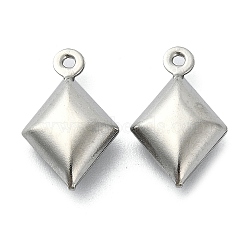 Non-Tarnish 304 Stainless Steel Pendants, Rhombus Charms, Stainless Steel Color, 15.5x9.5x4.5mm, Hole: 1mm(STAS-L024-015P)