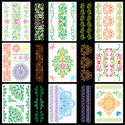 Mandala Flower PET Plastic Hollow Out Drawing Painting Stencils Templates Sets, for DIY Painting, Ghost White, 210x280x0.3mm, 9pcs/set(DIY-WH0028-67)