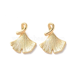 Brass Pendants, Ginkgo Leaf Charms, Real 18K Gold Plated, 15.5x13x3mm, Hole: 1.2mm(KK-L221-015G)