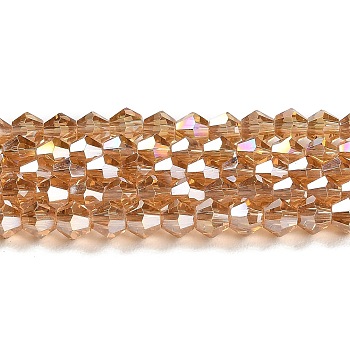 Transparent Electroplate Glass Beads Strands, AB Color Plated, Faceted, Bicone, Peru, 3.5~3.8x3mm, Hole: 0.8mm, about 113~115pcs/strand, 14.17~14.37 inch(36~36.5cm)