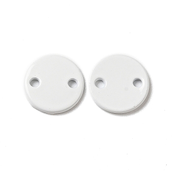 Spray Painted 201 Stainless Steel Connector Charms, Flat Round, White, 8x1mm, Hole: 1.2mm