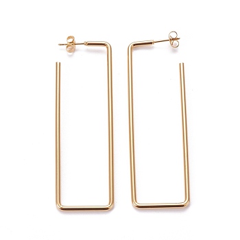 201 Stainless Steel Stud Earrings, with 304 Stainless Steel Pin, Hypoallergenic Earrings, Rectangle, Golden, 71x22x2mm, Pin: 0.8mm